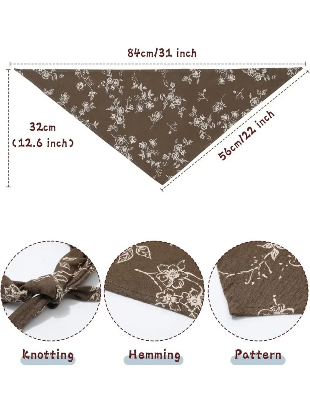 Floral Cotton Hair Scarves - 2PCS Triangle Bandanas for Women & Girls